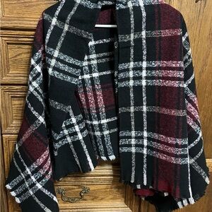 Black, burgundy & white shawl, never worn, one size fits all, smoke free home